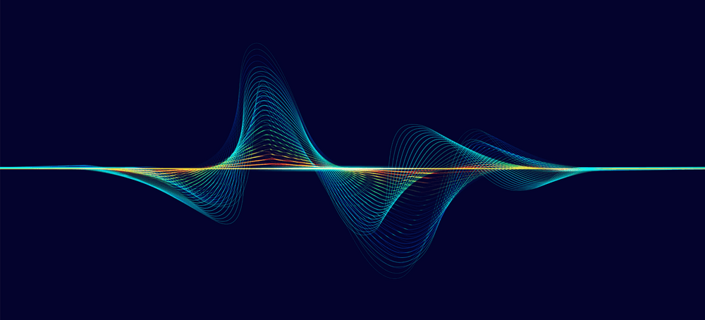 An electronic pulse on a dark background